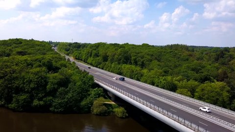 Aerial A11 highway in Nantes bridge