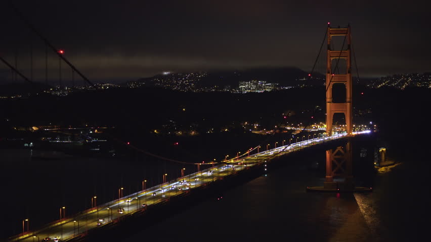 Golden Gate bridge at night - August 2017: San Francisco, California, US