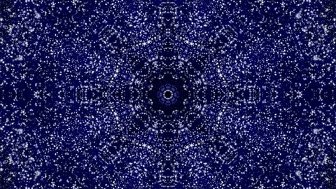 abstract kaleidoscope background of moving blue particles. computer graphics