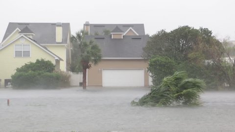 Hurricane Storm Surge Inundates Neighborhood