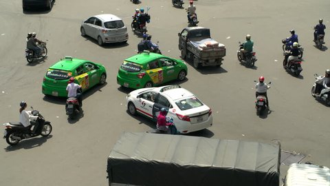 Busy Traffic Circle in Ho Chi Minh City Vietnam - Circa September 2017