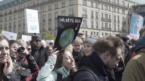 GERMANY - CIRCA APRIL 2017 - I’m with her planet Earth sign, March for Science protest, Berlin, Germany