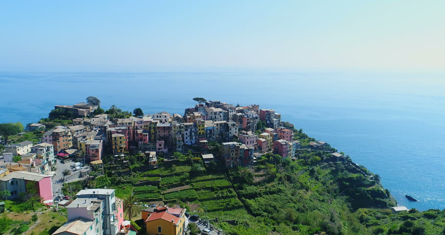 Aerial view of Corniglia, Cinque Terre, Italy