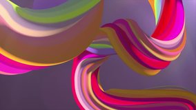 Soft colors 3D curved rainbow marshmallow rope candy seamless loop abstract shape animation background new quality universal motion dynamic animated colorful joyful video footage