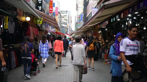 Busy Namdaemun Market in Seoul South Korea - Circa September 2017