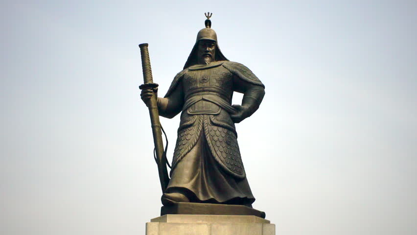 Statue of Admiral Yi Sun Sin in Downtown Seoul South Korea