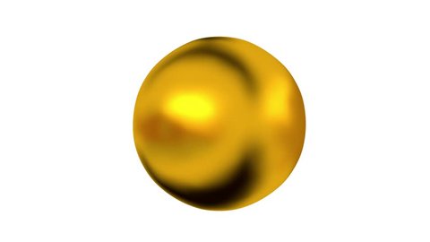 Golden Sphere with many Waves moving Left to Right on a white Background