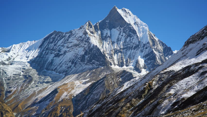Machapuchare mountain view from Annapurna Base Camp, Nepal, Annapurna circuit, Himalaya, Asia.