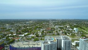 Aerial lateral motion footage Hollywood Florida