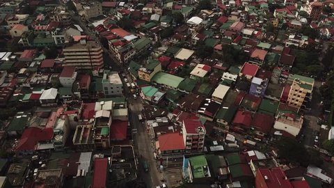 Manila city from drone aerial perspective view.
