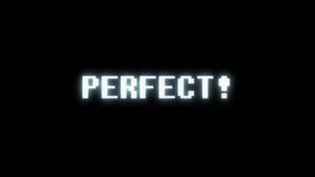 retro videogame PERFECT word text computer tv glitch interference noise screen animation seamless loop New quality universal vintage motion dynamic animated background colorful joyful video 