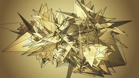 Beautiful abstract golg polygonal surface moving in animation. Bright Triangles Motion. Three Variations.