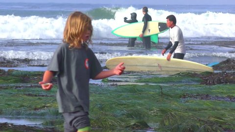 SANTA CRUZ, CA, USA - 30, APRIL 2017: Unidentified people at the SurfAid Cup 2017 at Pleasure Point in Santa Cruz, California, USA. SURFAID is a non-profit humanitarian organization.