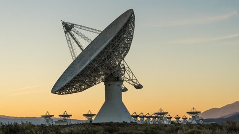 Time Lapse Radio Telescope Observatory Dishes Sunset Evening Stars 4k 4444 color space source