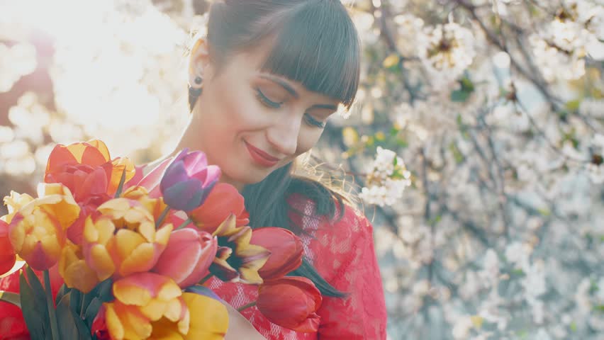 Beautiful woman with flowers