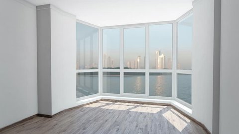 Bay Window In Empty Room の動画素材 ロイヤリティフリー Shutterstock