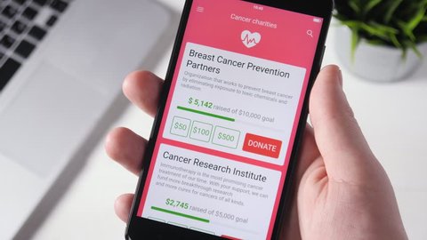 Making Charity Donation To Cancer Charity Using Smartphone App