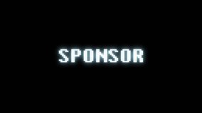 retro videogame SPONSOR word text computer tv glitch interference noise screen animation seamless loop New quality universal vintage motion dynamic animated background colorful joyful video
