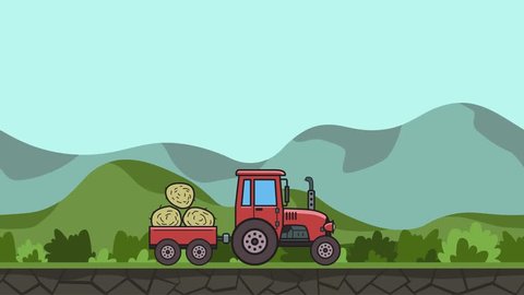Animated Tractor Trolley Full Hay Riding Stock Footage Video (100%  Royalty-free) 1010826932 | Shutterstock