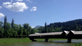 Old wooden bridge. Dolny Kubin, Slovakia. Time lapse video