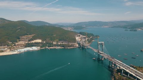 Rande Bridge Vigo Pontevedra 4k drone Galicia