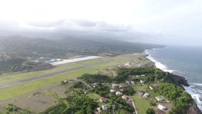 Aerial shot of Ocean beach coastline near Public Park in Argyle, Saint Vincent and the Grenadines - 5 May 2018