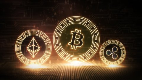 Top 3 Cryptocurrencies - Bitcoin Ethereum Litecoin - Neon Coin Loop