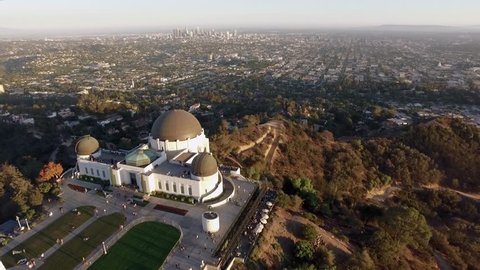 Los Angeles: Griffith Park & Observatory at Sunset (drone/aerial)