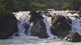 Champasak, Laos - April 09, 2018: Khonephapheng Waterfall park, Champasak Province, Laos.