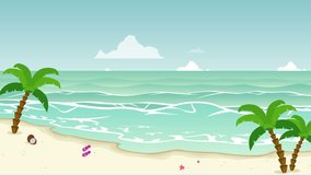 Beauty beach landscape animation with palm tree video background