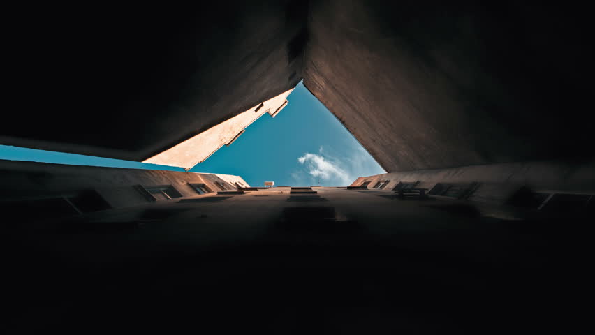 Bottom view of typical yard well in Saint Petersburg, Russia