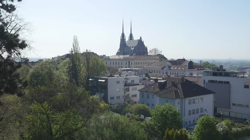 St. Peter Cathedral in the city of Brno in the morning.