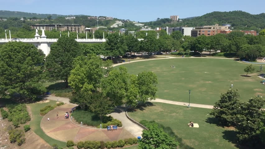 View of park along river in Chattanooga Tennessee