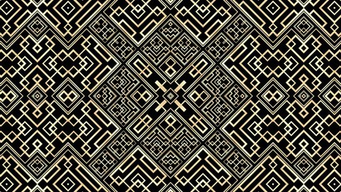 Art Deco rotating background. Kaleidoscopic video loop. Golden geometric shapes. Luxury background concept. Full cycle is 6 seconds. - Βίντεο στοκ