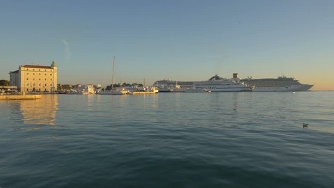 Split, Croatia- April, 2016: Morning view of the City Port of Split.
