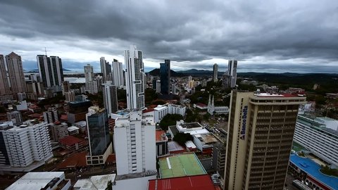 Panama, Central America - 10 January 2018. City skyline, Panama City, Aerial view of Panama city