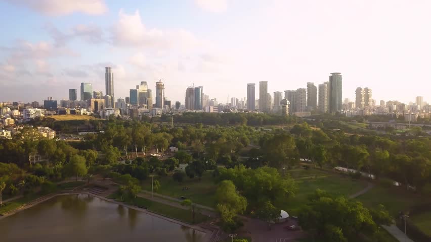 North Tel Aviv aerial skyline 4k drone footage | Shutterstock HD Video #1011157283
