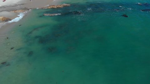 Aerial Fly Over of California Coastline in Laguna Beach USA