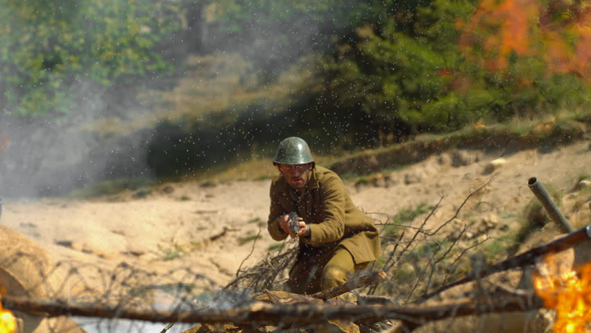 Soldier during the WW2, slow motion