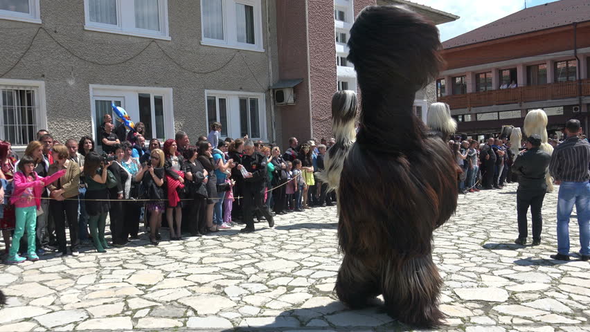 Bansko, Bulgaria - 07 MAY, 2016: Participants are participating in the Eastern International Festival of dolls. The festival promotes variations of ancient Bulgarian masks and folklor