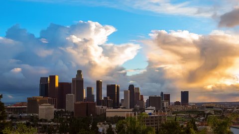 Storm Clouds Passing Over Los Angeles Between Day and Night Video Stok