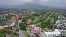 Aerial view of one of the city in Northern Malaysia known as Kuala Kangsar in Perak. Ungraded.