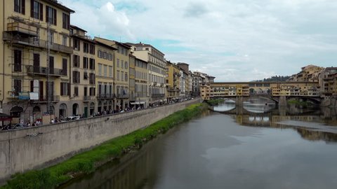 FLORENCE, ITALY - APRIL 29:  Panorama of Bridge Ponte Vecchio, on April 29, 2018 in Florence