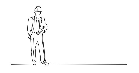 Self drawing animation of continuous line drawing of - construction engineer