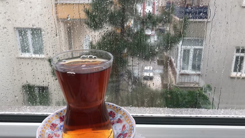Cup of tee with rainy day.