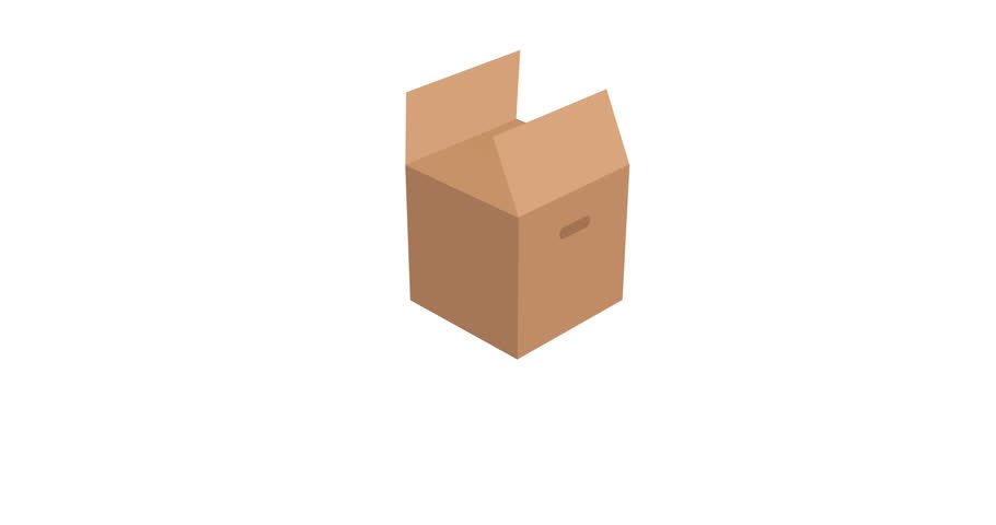 Cardboard Box Animation On White Stock Footage Video (100% Royalty-free