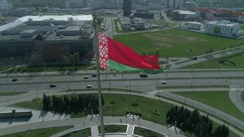 Belarus flag high over Minsk