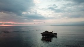 Areal video of hut on wooden stilts in Caribbean, Jamaica