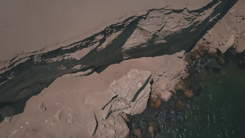 Aerial cliff footage of Namibe beach. Africa. Angola.