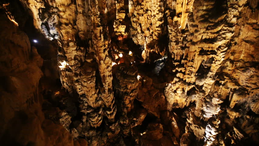 Interior view of Grotte des Demoiselles, large cave in Herault valley of southern France